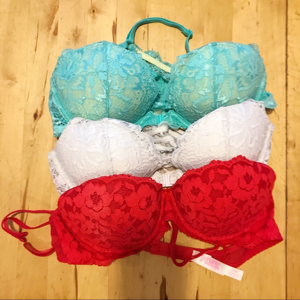 Set of 3 VS Pink Lacy Pushups